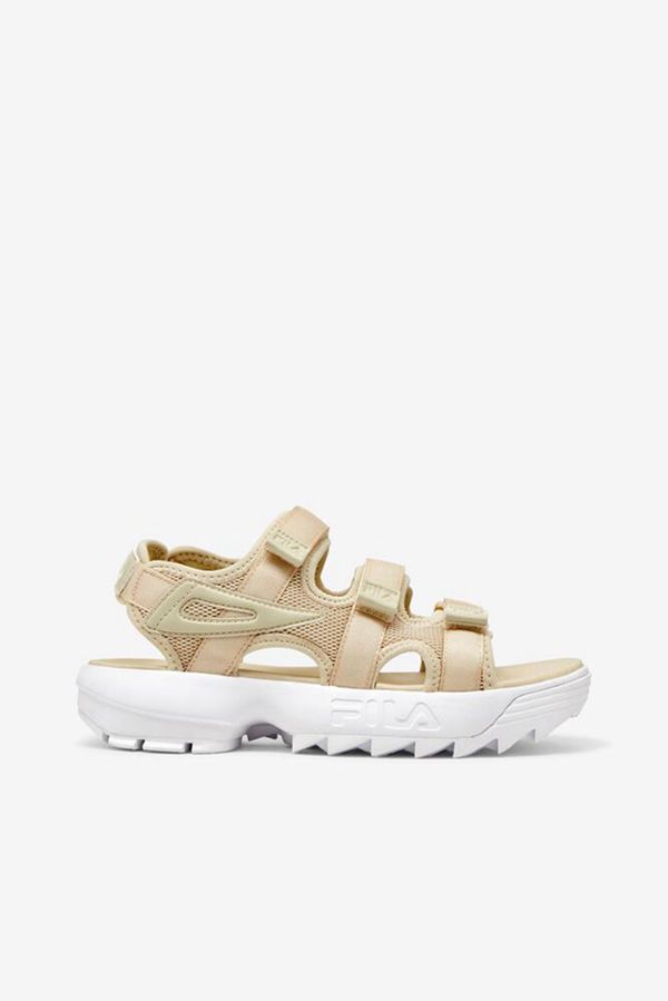 Fila Disruptor Leather Velcro Women's Sandals - Brown/White/White,NZ 268-26470